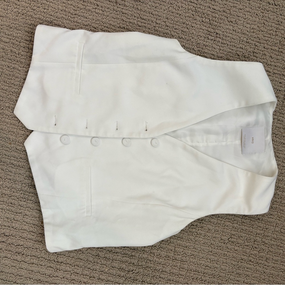 Mango White Button-Up Vest